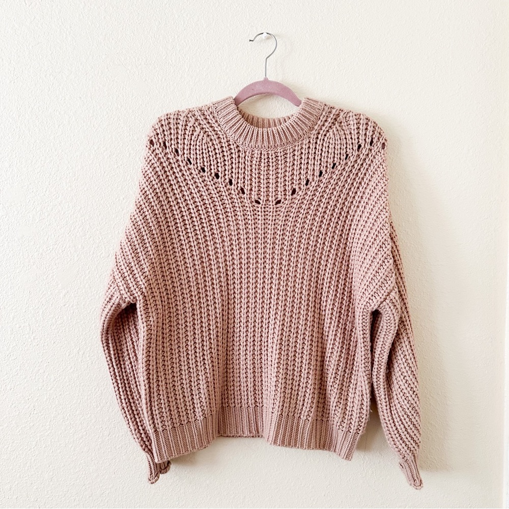 Nwt Elodie Chunky Knit Cable Knit Pink Sweater - Size Medium